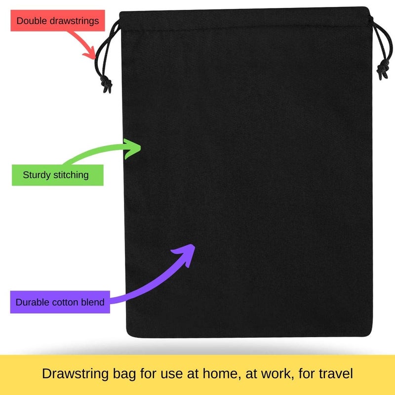 DR Black Cotton Drawstring Bags - Cinch and Ditty Stuff Pouch - For Travel Storage Pantry Gifts Organization (7 x 9 inch -12 pack) - Image 3